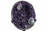 Deep-Purple Amethyst Geode With Metal Stand - Uruguay #368347-1